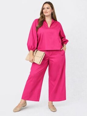 Quiet Culture Take Pause Set XXL Hot Pink Cotton Casual Resortwear Dopamine